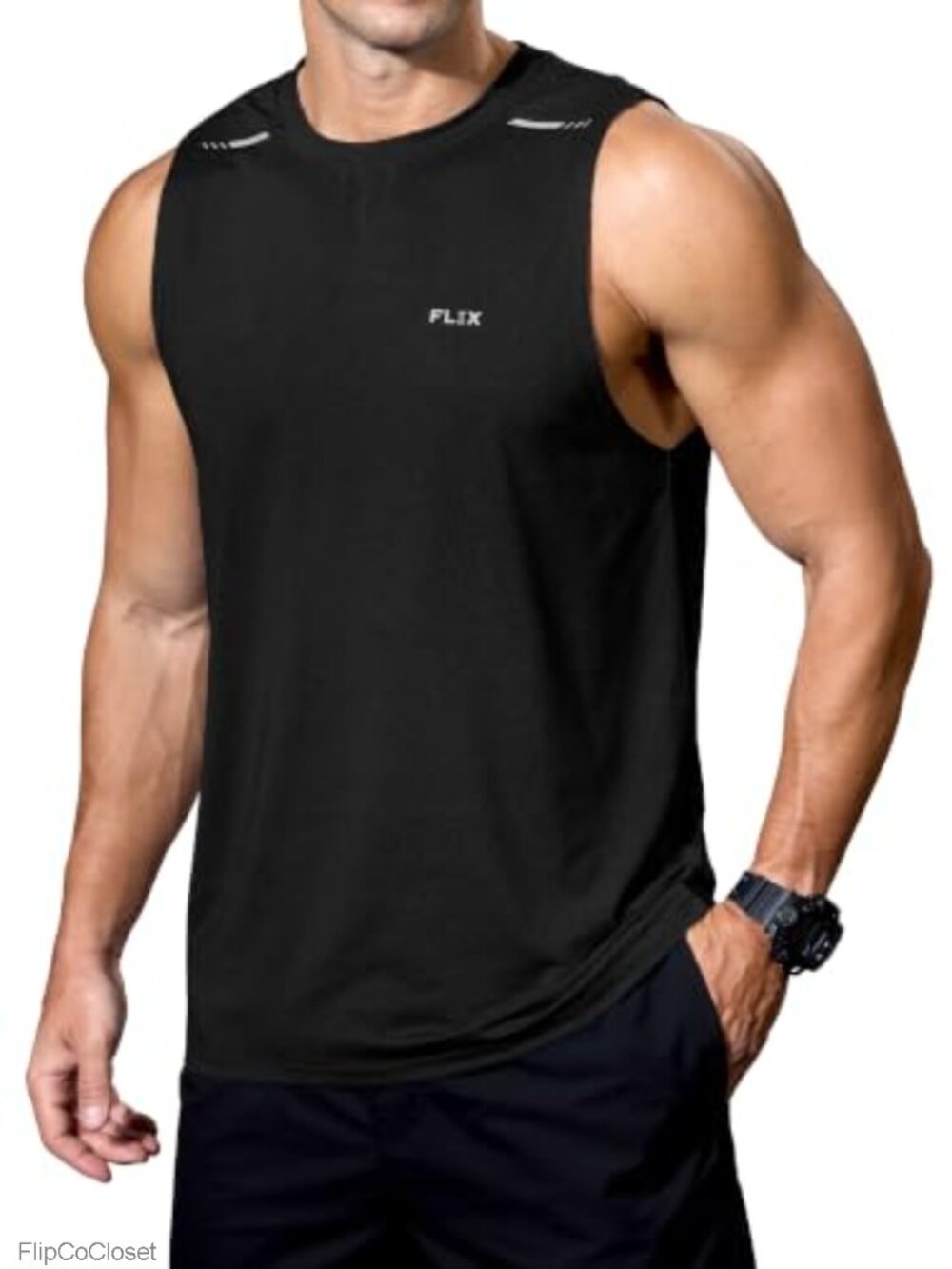 Men's Quick Dry UPF 50+ Workout Tank Top Sleeveless Mesh Back Reflective